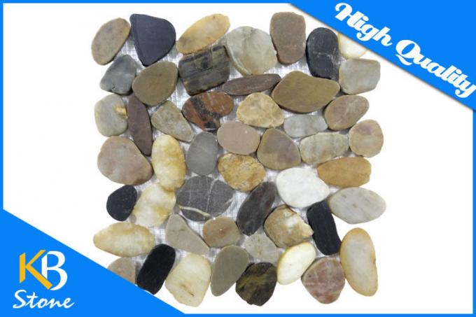 Trộn màu Pebble Stone Marble Tile Polished Stone khảm cho trang trí tường hoặc sàn